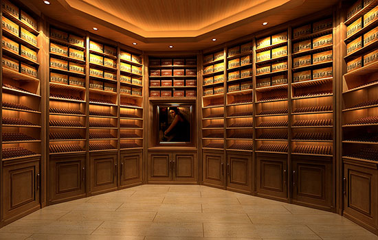 私人雪茄房設計效果圖（tú）-西班牙雪鬆木製作的恒溫恒濕私人雪茄（qié）房