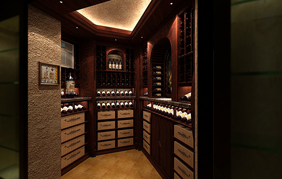 廣州（zhōu）定製花梨木（mù）恒溫紅（hóng）酒櫃效果圖片