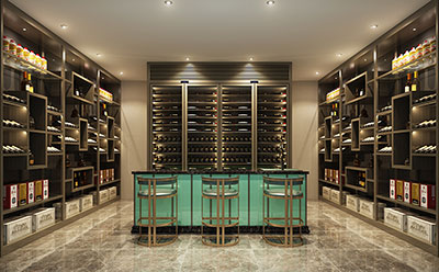 古銅色不鏽鋼酒櫃效果圖