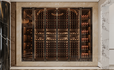 上海浦東星河灣別墅不鏽鋼高檔酒櫃效果圖
